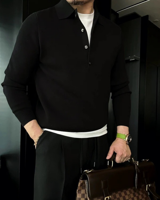 Pánska pletená polokošeľa s dlhým rukávom