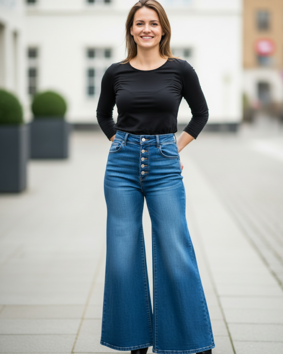 Rozšírené nohavice s vysokým pásom