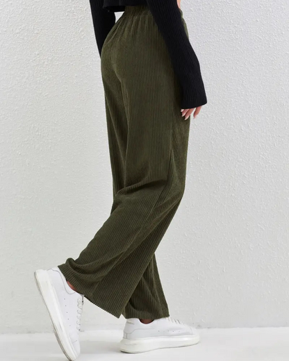 Nohavice s širokými nohavicami fleecovou podšívkou a pruhmi