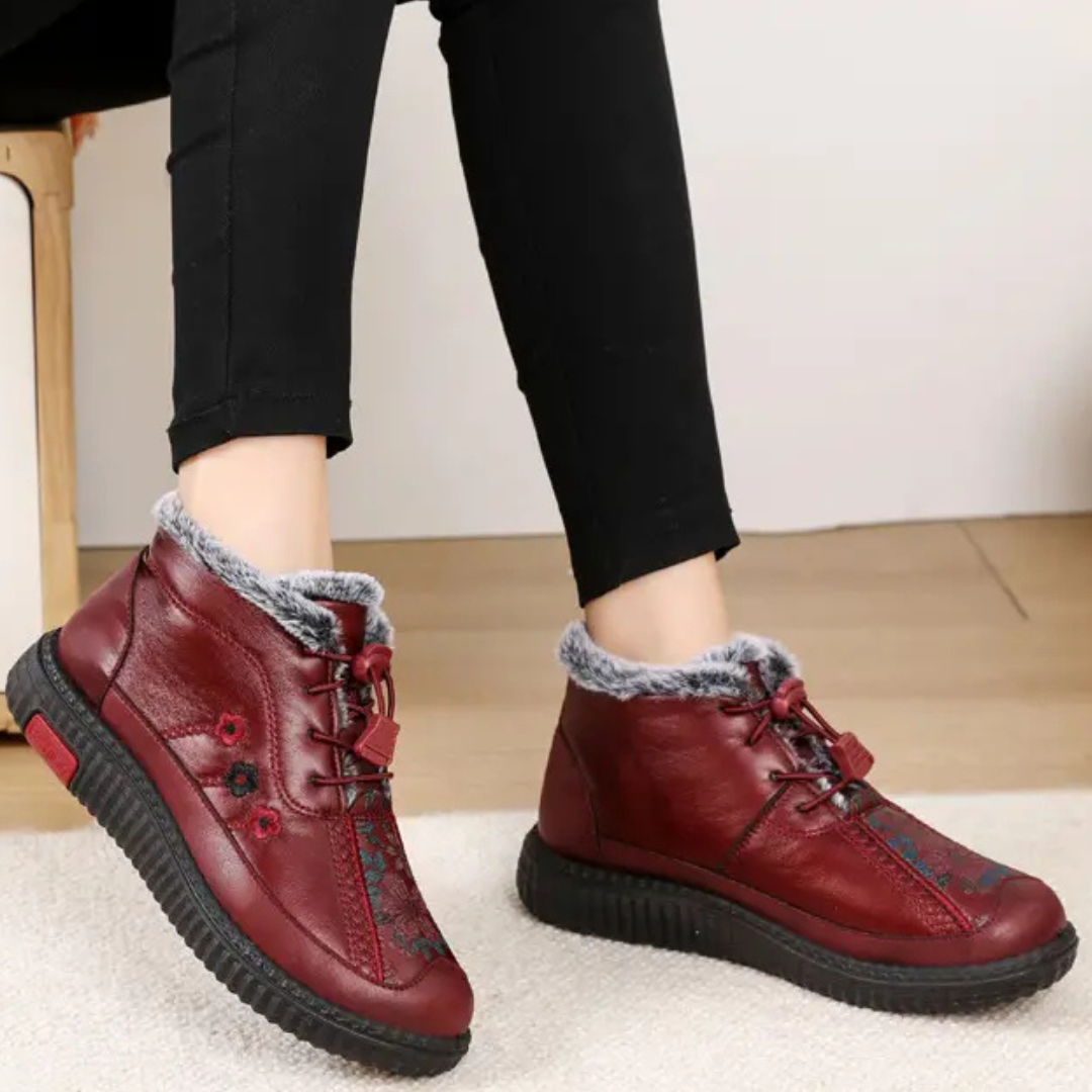 Ručne vyrábané kožené členkové topánky s protišmykovou podrážkou pre ženy