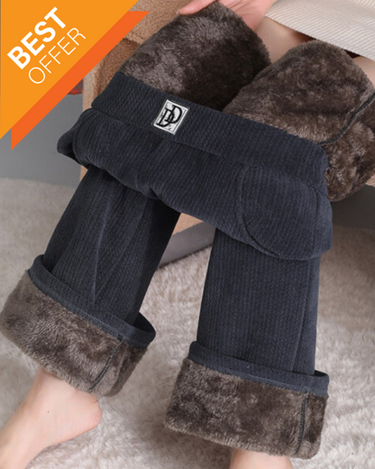 Nohavice s širokými nohavicami fleecovou podšívkou a pruhmi