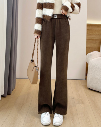 Nohavice s širokými nohavicami fleecovou podšívkou a pruhmi